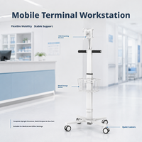 Station de travail mobile moderne, chariot pour ordinateur portable et tablette, 4 roulettes, montage VESA, mobilier commercial