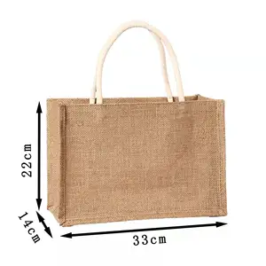 Juta saco linho mão saco revestido algodão e linho impermeável eco-friendly compras lona saco