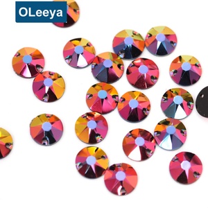 Prix de gros usine Plus de 15 couleurs 12 mm Or rose brillant AB Noir Strass en résine à dos plat Rivoli à coudre pour robe de mariée - Product Image 2