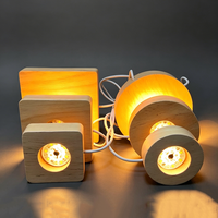 Support de lampe LED sans fil personnalisé, lampe de nuit ronde en bois, lampe de table LED, lampes de table 3D, support de lampe, charge USB, décoration intérieure