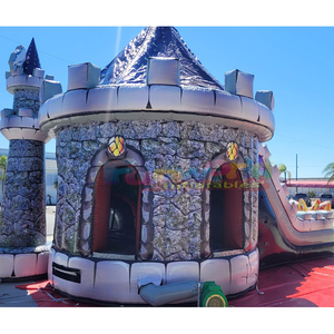 Outdoor wet or dry dual lane combo bouncer commercial <b>inflatable</b> wizard bounce <b>house</b> with water slide - Product Image 6