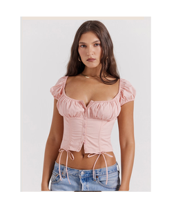 Top Corset de Georgette con Estampado Floral para Mujer, Ligero, Cómodo, Elegante, Informal, para Salir, Fiestas, Viajes o Uso Diario - Product Image 1