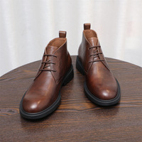 Bottines décontractées pour hommes pour hommes rétro vache en cuir véritable plate-forme épaisse marche moto botte chaussures habillées élégant Preppy