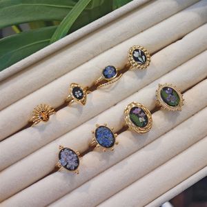 Spécimens de plantes, fleurs réelles séchées et conservées, bijoux vintage, anneaux en acier inoxydable pour homme - Product Image 2