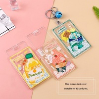 Porte-clés en acrylique transparent à motif animalier de dessin animé, en forme de cloche, avec étui de protection pour carte d'accès étudiant et carte de repas