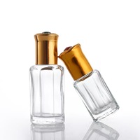 Bouteilles en verre personnalisées 3ml 6ml 10ml 12ml Conteneurs octogonaux vides de parfum avec bouchon à bille doré Surface d'estampage à chaud