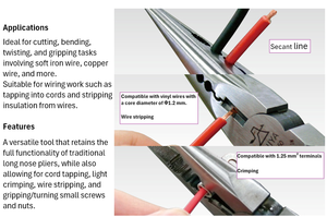 Alicates Combinados para Trabajos Eléctricos y Corte de Cables |   Alicates Profesionales FUJIYA 320S - Product Image 3