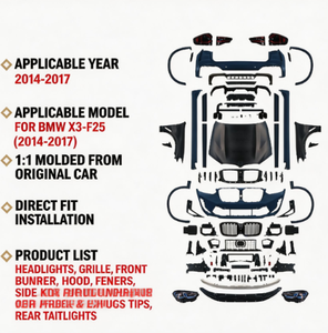 Kit carrosserie extérieur de haute qualité Auron X3 F25, nouvelle version améliorée, pare-chocs 2014-2017 X3M 22+, meilleur prix, ensemble complet de pare-chocs, vente en gros - Product Image 4