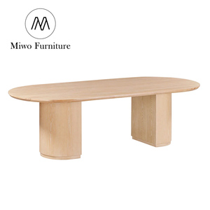 Meubles contemporains en noyer <span class=keywords><strong>vintage</strong></span> pour restaurant, ensemble <span class=keywords><strong>de</strong></span> table à manger en bois pour <span class=keywords><strong>8</strong></span> à 10 personnes et <span class=keywords><strong>chaises</strong></span>, table à manger ovale antique - Product Image 5