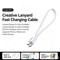 Kabel Data Gantungan Kunci 2-in-1 Tipe C Ganda dengan Jaket Rajut Nilon PVC Lapis Ganda untuk iPhone 17/16/15, Penggunaan Portabel