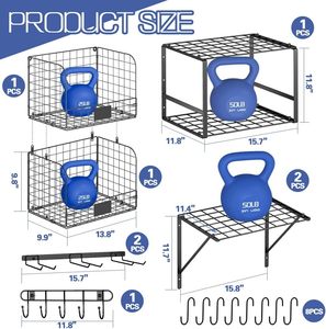 Heavy-Duty Garage Wall <strong>Shelving</strong> with Wire Baskets and Hooks Wall-Mounted <strong>Garden</strong> Tool Storage Home Organization Storage Racks - Product Image 2