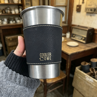 Gobelet en acier inoxydable avec couvercle en cuir PU détachable de 330 ml/500 ml, gravure au laser, gobelet à bière en similicuir pour bar et fête