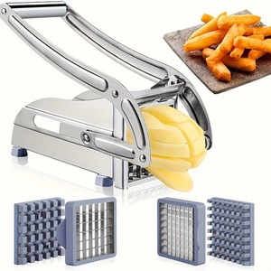 Ustensile de Cuisine Hachoir à Concombre et Oignon en Acier Inoxydable, Presse Manuelle, Coupe-Frites et Pommes de Terre, Outil pour Fruits et Légumes - Product Image 1