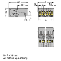 2 piezas 769-602 Conector macho de 1 conductor, 2 polos, 4,00 mm2, gris, nuevo