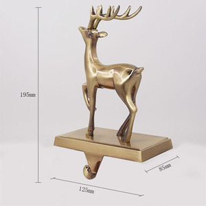 Modern Christmas Vintage Deer Reindeer Brass Antlers Weighted Metal <strong>Stocking</strong> <strong>Holder</strong> for <strong>Stocking</strong> Mantle Factory - Product Image 5