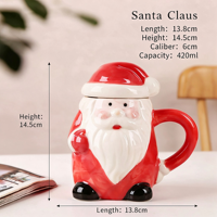 Mug en céramique de Noël mignon et amusant, tasse à café peinte à la main avec Père Noël, sapin de Noël et ours, cadeau de Noël, tasse à eau