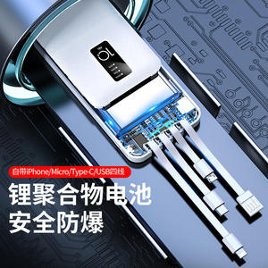 พาวเวอร์แบงค์พกพาขนาด 10000mah-20000mah พร้อมสายชาร์จในตัว หน้าจอ LCD และที่วางโทรศัพท์มือถือแบบชาร์จเร็วไร้สาย - Product Image 6