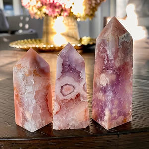 Cristal Natural Rosa Púrpura Flor de Cerezo, Pilar Cuadrangular de Cristal, Piedra Original Pulida, Prisma Cuadrangular de Punta Única - Product Image 4