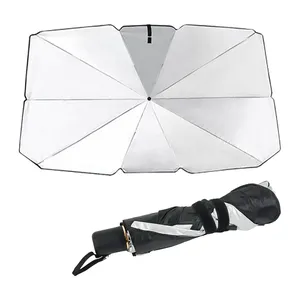 Parasol de gel plateado para parabrisas delantero de coche y paraguas de sombra alta plegable con protección UV