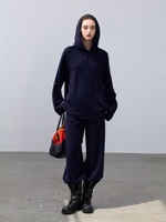 Pull à capuche ample décontracté 100 % cachemire pur pour femme, anti-plis, respirant, doux, chaud, coupe ample, côtelé pour l'hiver