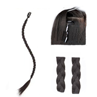 Clip dans les extensions de cheveux tressés pour femmes 18 pouces Clip dans les tresses postiches tressées synthétiques pour la fête costumée quotidienne noir marron