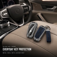 Étui de protection en cuir et alliage pour clé de voiture Ford, coque métallique pour porte-clés, logo personnalisé