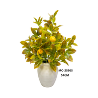 Bonsai Lemon Buatan 50CM dengan Bunga Putih & Buah Kuning untuk Dekorasi Meja Dalam Ruangan