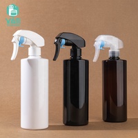Bouteille pulvérisateur à gâchette en plastique PET YAN Packaging, 400 ml, grande, à épaule plate, vide, ronde, ambre/noir/blanc, rechargeable, pour nettoyage domestique