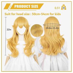 Perruque de cosplay jaune à <span class=keywords><strong>cheveux</strong></span> longs relevés <span class=keywords><strong>avec</strong></span> couronne, fabriquée à la machine, peut être permanentée et teinte – Offre spéciale - Product Image 3