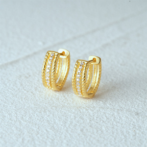 Pendientes de Aro Trenzados de Plata de Ley S925 CANNER, Joyería Chapada en Oro de 18K con Circonitas, Pendientes de Aro Gruesos Trenzados para Mujer - Product Image 4