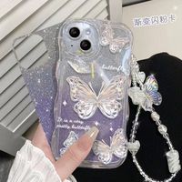 Casing Ponsel Mewah Motif Kupu-kupu Berkilau untuk Iphone 17 Air 16 15 Plus Pro Max 14 13 12 11 X Anti-jatuh Tahan Banting Pelindung Belakang