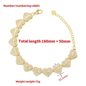 <span class=keywords><strong>Bracelet</strong></span>-collier pour femme Jinyuan Fashion, luxe léger, cuivre incrusté de zircon, forme de cœur, couture - Product Image 3