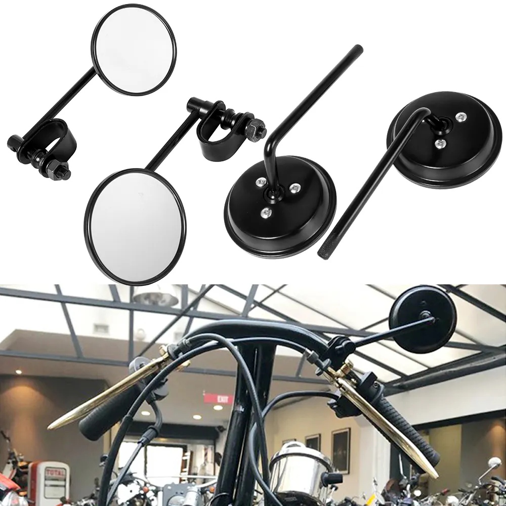 Schwarzer Universal-Motorrad-Rückspiegel hochwertiger aluminium-Wasserdichter Seitenspiegel Rückspiegel