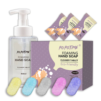Tablettes de savon moussant pour les mains POPOTIME, écologiques, parfum lavande, multicolores, avec distributeur moussant de 450 ml