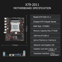 Nouvelle carte mère X79 de haute qualité, kit LGA2011-0, Intel I7 4960X, série Xeon E5, SATA DDR3, M.2 NVME, ordinateur de bureau de jeu, 64 Go