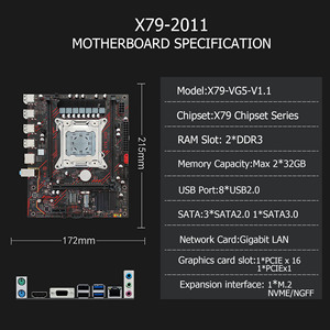 Chất lượng cao X79 Bo mạch chủ Kit LGA 2011 Intel I7 4960x Xeon E5 loạt SATA <span class=keywords><strong>DDR3</strong></span> M.<span class=keywords><strong>2</strong></span> NVMe cho chơi game Máy tính để bàn hỗ trợ 64GB - Product Image 2