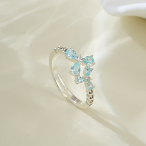 Flower Open <b>Ring</b> Adjustable Zircon Prong Setting For Index Finger Gift Jewelry - Product Image 1