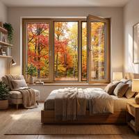 Ventanas de Doble Acristalamiento con Aislamiento Térmico y Acústico, Ventanas de Madera Revestidas de Aluminio, Marcos de Madera, Ventanas Abatibles de Madera