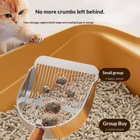 Pelle à litière pour chat en acier inoxydable, essentielle pour l'élevage des animaux, lame inclinée, pour litière agglomérante à base de tofu ; grande pelle à mailles fines