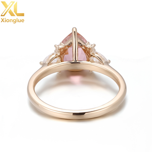 Anillo de Lujo Vintage de Oro y Plata 925 con Gema Sintética en Forma de Pera de 3 Quilates para Mujer - Product Image 2