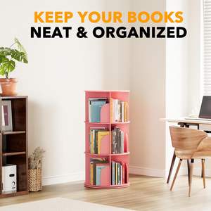 <span class=keywords><strong>Tour</strong></span> d'étagère rotative blanche à 4 niveaux Bibliothèque paresseuse tournante à 360 ° Carrousel de rangement tournant à la verticale - Product Image 6