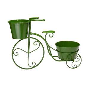 Jardinière tricycle en métal blanc Oniya avec <span class=keywords><strong>porte</strong></span>-pot de fleurs, jardinière en métal rouge et vert avec 2 pots pour terrasse, jardin ou pelouse - Product Image 6