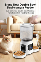 Distributeur de nourriture intelligent pour animaux à double bac avec deux caméras HD, alimentation programmée pour plusieurs animaux et enregistrement vocal