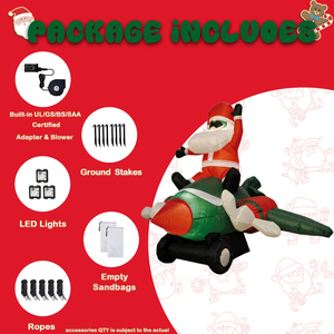 Décoration de Noël gonflable de 1,5 m en forme d'<span class=keywords><strong>avion</strong></span> du Père Noël avec lumières LED intégrées pour jardin et fêtes - Product Image 4