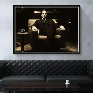 Godfather Al Pacino Vintage Movie Wall Posters And Prints Black Black And White Godfather Canvas Art Paintings For Living Room
