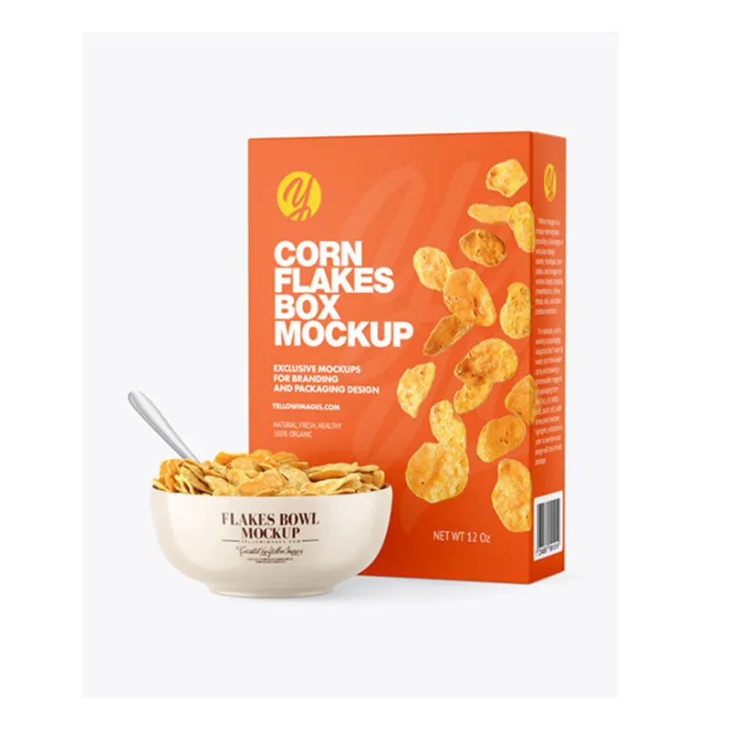 Toptan tahıl gıda ambalaj karton kutu ile mısır gevreği özel Logo gıda bakkal katlanabilir