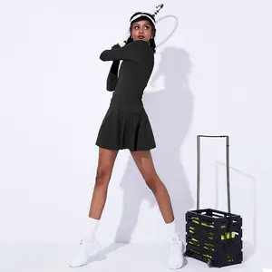Jupes de Tennis à manches longues ajouré, vêtements de Sport, à la mode, de Golf, couleur contrastée, pour femmes, nouvelle collection d'été