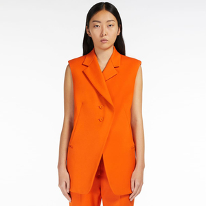 Gilet Long sur mesure pour <span class=keywords><strong>femme</strong></span>, manteau avec poches, veste <span class=keywords><strong>Beige</strong></span>, élégant, Blazer <span class=keywords><strong>sans</strong></span> manches en lin, automne - Product Image 1