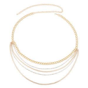 ห่วงโซ่คาดเอวประดับพลอยเทียมสีทองหลายชั้นสำหรับผู้หญิงงานปาร์ตี้สไตล์พังก์ - Product Image 5