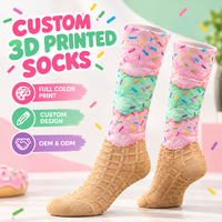 Chaussettes personnalisées imprimées en 3D, impression numérique couleur intégrale, chaussettes de sport amusantes et originales pour un usage quotidien, cadeau, fabricant OEM ODM